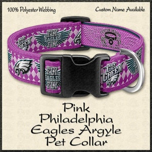 PINK Argyle Philadelphia Eagles Fly Eagles Fly Go Green NFL Football Designer Novelty Dog Collar