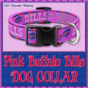 Buffalo Bills PINK Polyester Webbing Designer Novelty Dog Collar