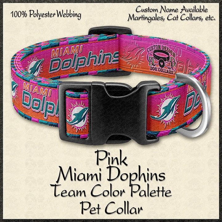 PINK or ORANGE Miami Dolphins Team Color Palette Designer Dog Collar Etsy Canada