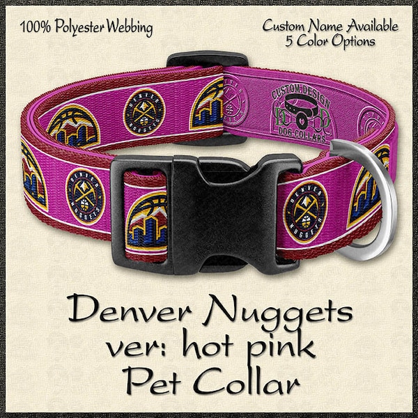 Basketball Fan Denver Nuggets Dog Collar 5 Color Options