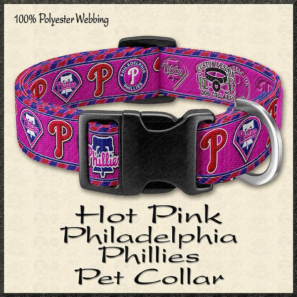 Philadelphia Phillies Hot Pink or Blue Baseball MLB Novelty Dog Collar