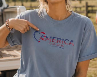 USA 250th Anniversary Shirt, Patriotic America 1776-2026 T-Shirt, American Flag Heart Graphic Tee, United States Semiquincentennial Gift
