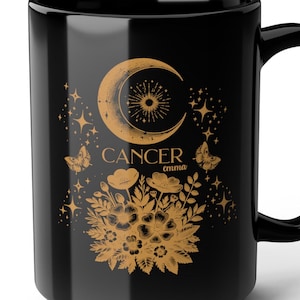 Personalized Cancer Mug, Zodiac Coffee Mug, Custom Astrology Gift, Celestial Coffee Cup, Birthday Gift for Cancer, Horoscope Mug