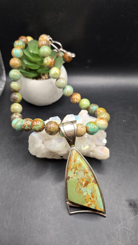 DTR The Mine Finds Collection "Heavenly Well Turquoise " pendant beaded necklace