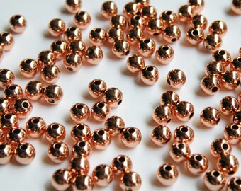 4mm Small Beads GCB064 10 Strands Gold Plated Copper Beads Sparkle Round Ball Beads 24k Gold Plated Copper Ball Beads