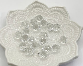 Clear Crystal Ball Faceted Briolettes, Tiny Teardrop K9 Suncatcher Prisms, 10 pcs, 8x10mm TBR36895-C