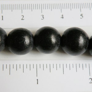 Jet Black wood beads round 11-12mm full strand eco-friendly Cheesewood 9502NB image 2