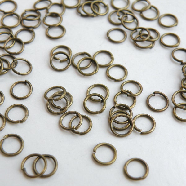 100 Round Jump Rings open antique bronze antique brass 6mm 22 gauge DB12909