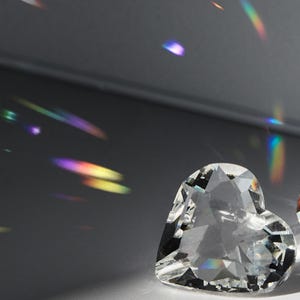 2 Small Heart Sun Catcher Charms, Faceted Clear K9 Crystal Glass Pendants, Rainbow Window Prism 20x19mm TZZ4378-C