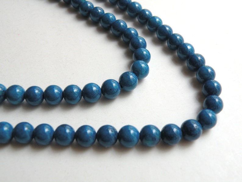 Riverstone beads in blue round gemstone 6mm full strand 4287GS image 1