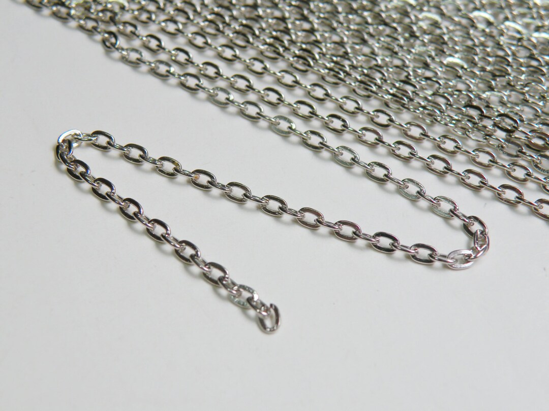 Flat Cable Chain Platinum Finish 4x3mm Links 5 Feet DB03377 Etsy