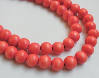 Tangerine Orange wood beads round 11-12mm full strand eco-friendly Cheesewood 9478NB