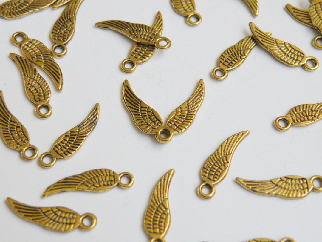 20 Tiny Angel Wing Charms Antique Gold Steampunk 18x5mm P3344AG - Etsy