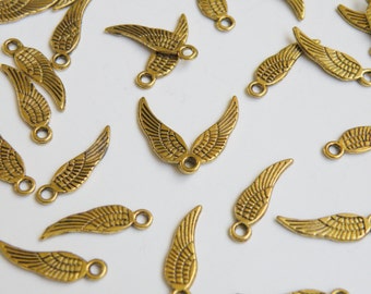 20 Tiny Angel Wing Charms Antique Gold Steampunk 18x5mm P3344AG - Etsy