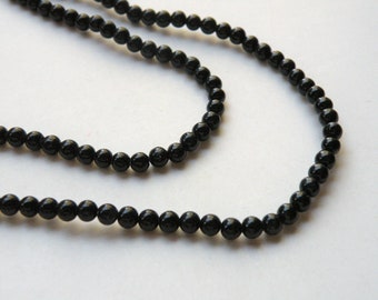 Riverstone beads in jet black round gemstone 4mm full strand 9433GS