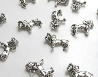 10 Leo Löwe 3D Charms antik silber Sternzeichen Charm 22x15mm DB19502