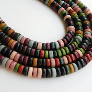 Fall Earth Tone wood bead mix rondelle Cheesewood 8x4mm full strand eco-friendly 9712NB