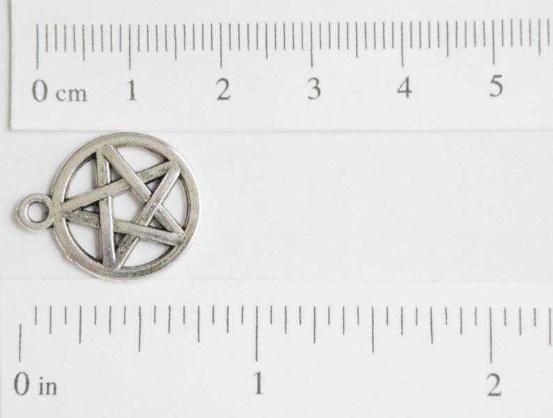 10 Star pentacle pentagram charms antique silver 20x17mm P5248-AS image 4