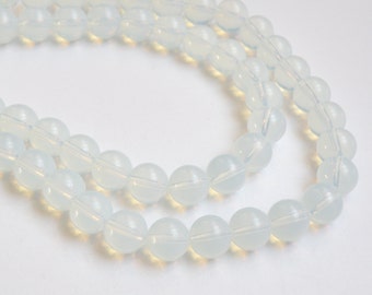 Opalite sea opal faux moonstone round glass beads 10mm full strand DB70402