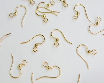 20 Gold 316 Stainless Steel French Hook Earrings ball fishhook earwires nickel free for sensitive ears 21 gauge 9220FY