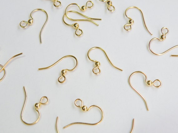 20 Gold 316 Stainless Steel French Hook Earrings ball fishhook earwires  nickel free for sensitive ears 21 gauge 9220FY