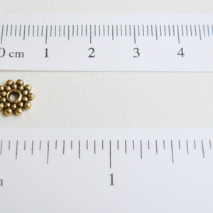 50 Beaded rondelle daisy snowflake spacer beads antique gold 8mm DB01105 image 2