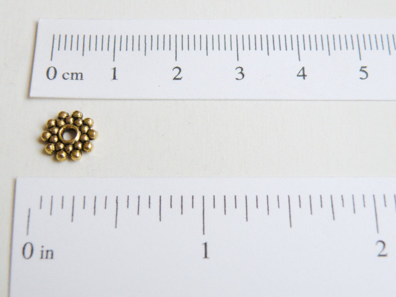 50 Beaded rondelle daisy snowflake spacer beads antique gold 8mm DB01105 image 2