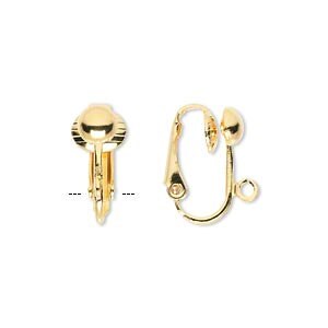 10 Earring clip on earring findings 6.5mm half-ball open loop gold plated nickel free brass unpierced earclips 15mm 1919FN