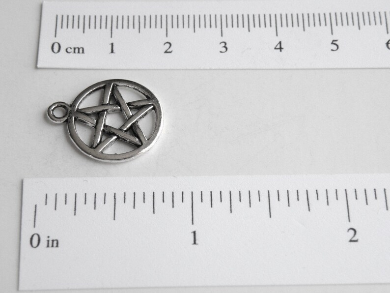 10 Star pentacle pentagram charms antique silver 20x17mm P5248-AS image 2