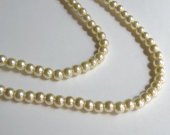 Light Yellow glass pearl beads round 6mm full strand 7749GB