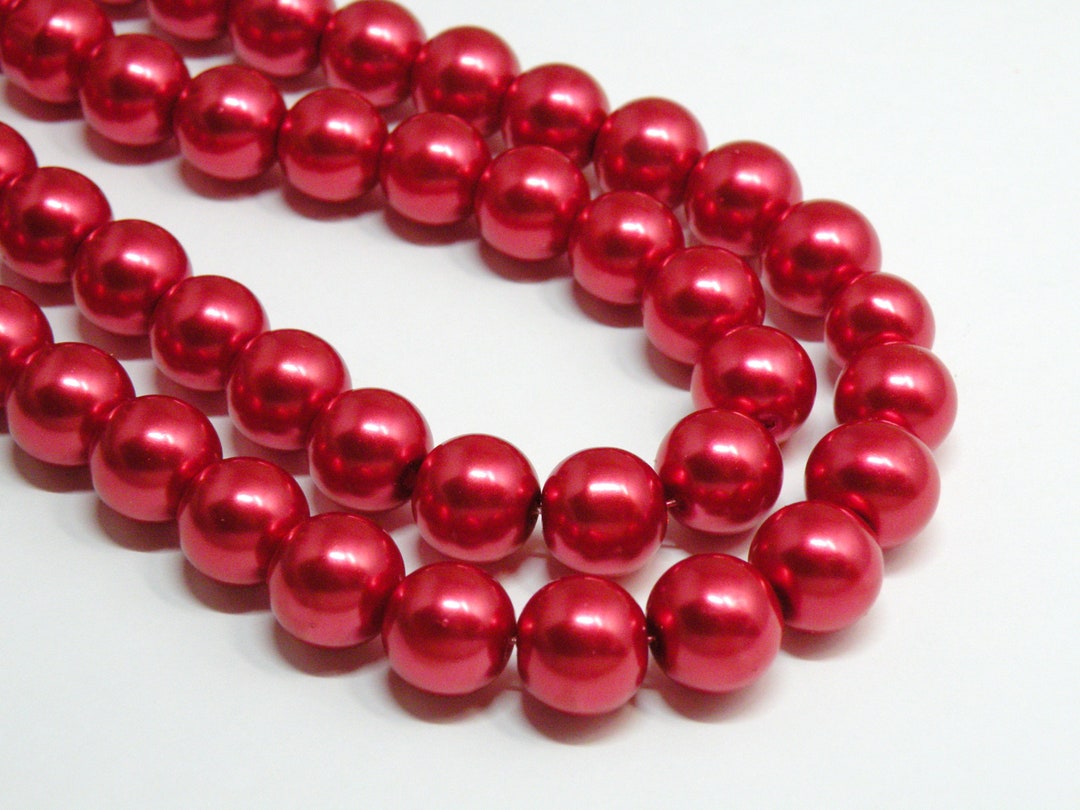 Cherry Red 1112mm Pearl Glass Beads Round Full Strand 1743GL Etsy
