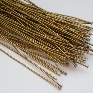 50 Head pins antique bronze 3 inches or 7.62cm 22 gauge A5377FN