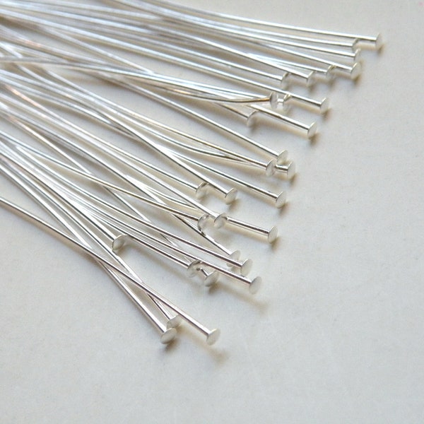 50 Head pins shiny silver 2 inches or 5cm 22 gauge nickel free brass A5408FN