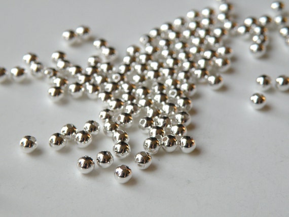 100 Round Smooth Ball Spacer Beads Silver Plated Nickel Free - Etsy
