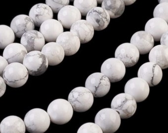 White Howlite natural gemstone round gemstone beads 8mm 16 inch strand 1059PS