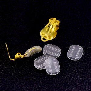 10 Cushion Comfort Pads for Clip On Earrings Anti-Pain Findings Large 10.5x8mm PKY-P006 image 1