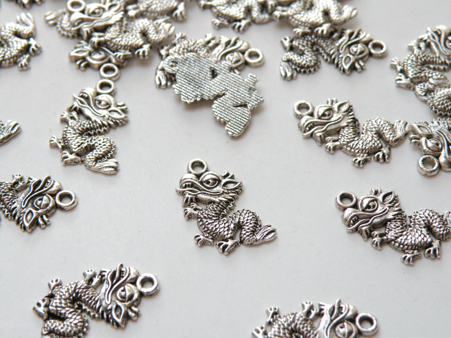 WYSIWYG 4pcs 45x38mm Dragon Charms For Jewelry Making Jewelry Accessories  Antique Silver Plated Antique Bronze Plated