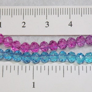 Ombré Faceted Crystal Glass Rondelle Beads, Multicolor Hot Pink to Lavender to Aquamarine, 8x6mm 6x4mm 4x3mm Full Strand TEW15459 image 8