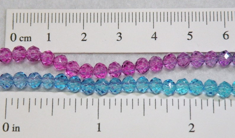 Ombré Faceted Crystal Glass Rondelle Beads, Multicolor Hot Pink to Lavender to Aquamarine, 8x6mm 6x4mm 4x3mm Full Strand TEW15459 image 8