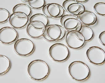 50 Jump Rings round open shiny silver strong heavy duty 18mm 15 gauge PJRS18mm