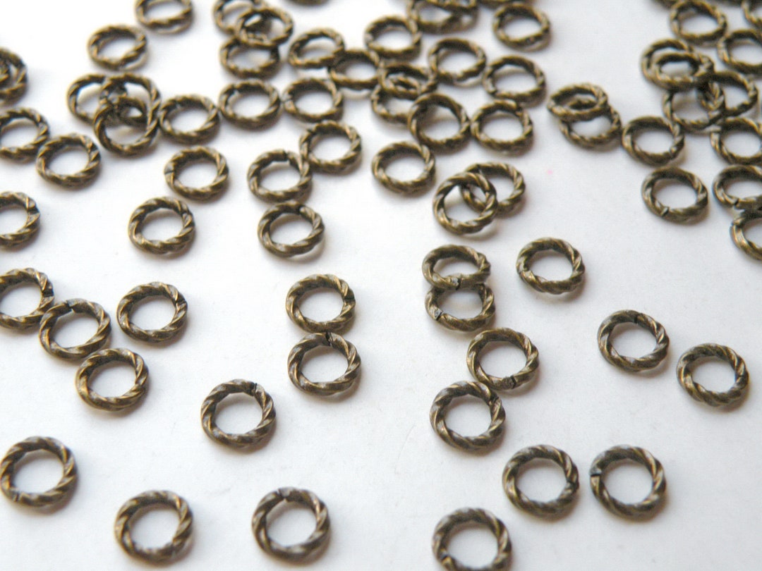 25 Fancy Twisted Jump Rings Round Open Antique Bronze Antique Brass 6mm ...