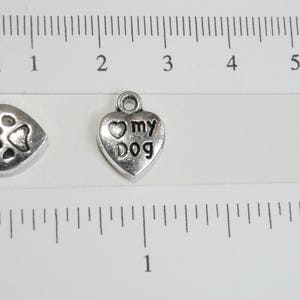 20 Love My Dog charms with heart antique silver 13x10mm PA123278-AS image 2