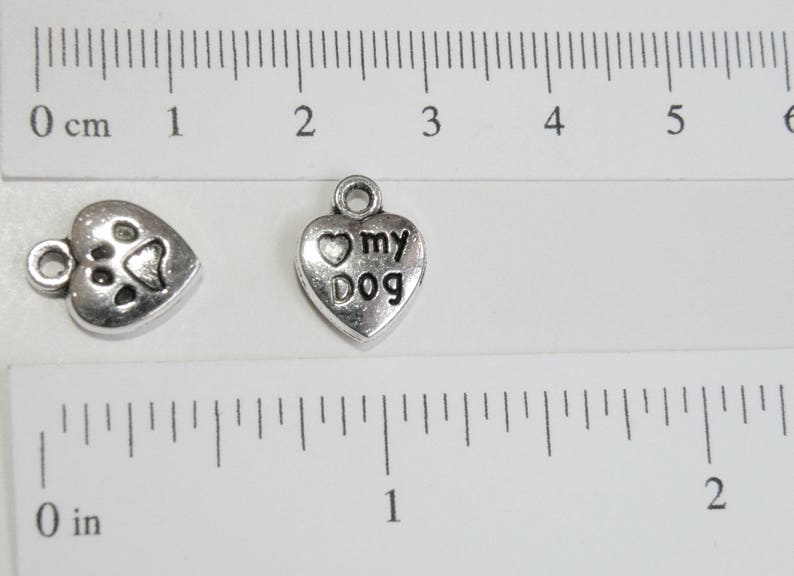 20 Love My Dog charms with heart antique silver 13x10mm PA123278-AS image 2