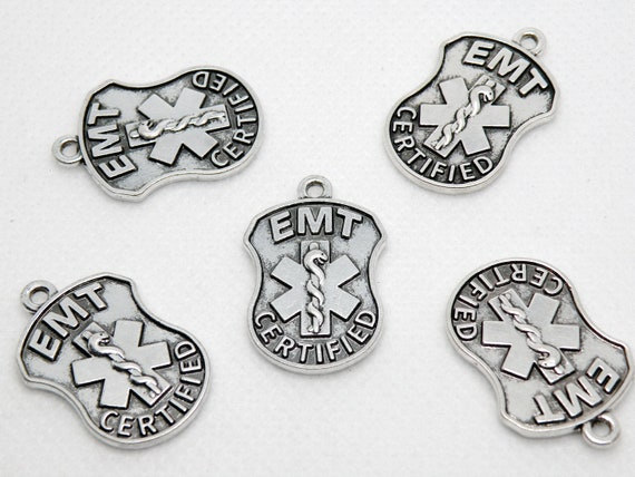 EMT Certified Badge Charm Medical Sterling Silver EMT Certified Badge Charm Medical Sterling Silver