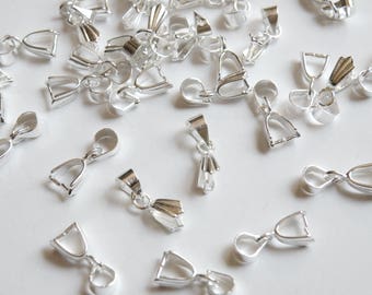 10 Dagger Pinch Ice Pick Bails shiny silver 15x6mm PE143-S