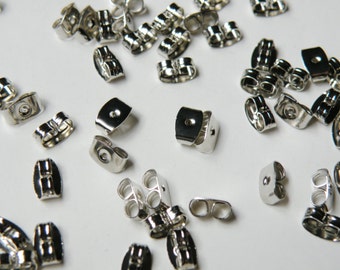 100 Butterfly Earnuts Platinum finish for post earring backs 6x4mm PE034Y-AS