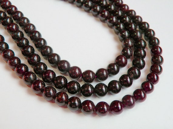 Garnet natural gemstone dark red beads 8-9mm full strand PA040