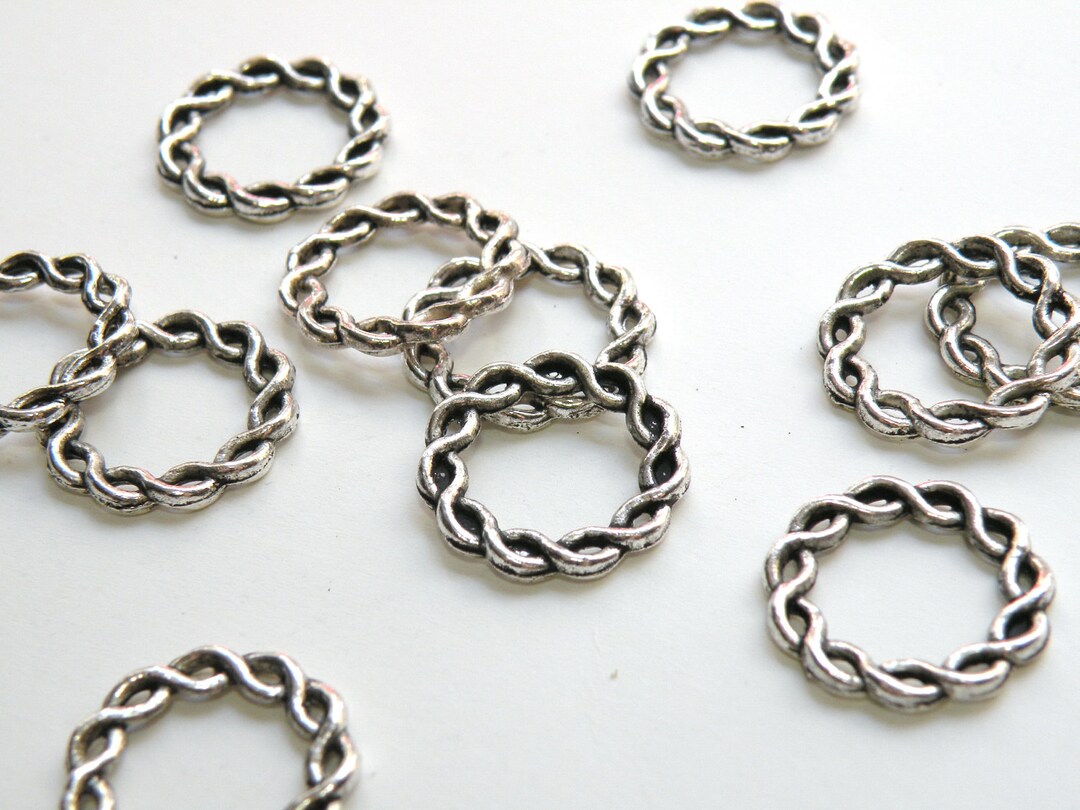 10 Braided Round Circle Ring Connector Links, Twisted Focal Piece ...