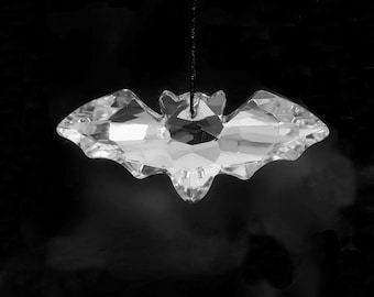 Atrapasueños de murciélago para Halloween, colgante de cristal K9 transparente facetado espeluznante, prisma de ventana aterrador, 75 x 35 mm, TKF277478-C