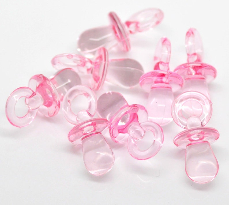 Baby Pink Pacifiers acrylic crystal charm pendant baby girl shower decorations 31x15mm 10pcs DB0214873 image 1